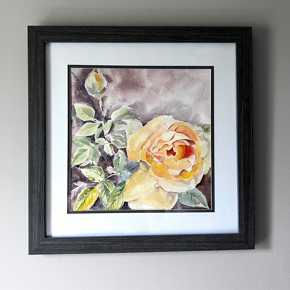 Rose-Polka. Original watercolor, hand painted.